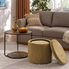 Set of 3 Upholstered Ottoman Multi-functional Storage Ottoman with Coffee Table, Beige/Dark Blue/Dark Yellow/Dark Green-ModernLuxe - 3 of 4