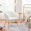Yaheetech Boucle Barrel Chair Accent Chair with Armrest, White - 2 of 4