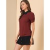 INSPIRE CHIC Women's Vintage Peter Pan Collar Contrast Puff Short Sleeve Blouse - 4 of 4