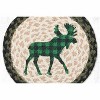 Earth Rugs Green Plaid Moose Printed Round Jute Trivet – 10" Rustic, Heat-Resistant Eco-Friendly Braided Design - 2 of 3