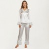 Anna-Kaci Lounge Women's Long Sleeve Pajama Set with Soft Button Front Top and Ruffled Cuff Trim Straight-Leg Pants - 3 of 4