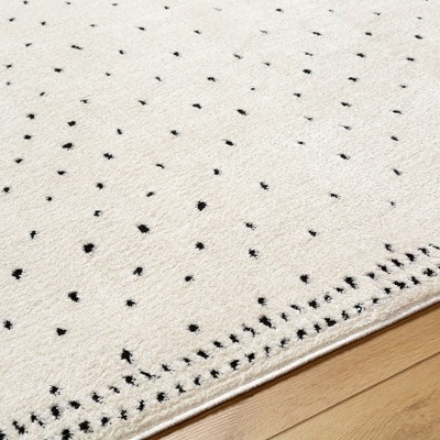 Monisha Ivory and Black High Pile Woven Area Rug