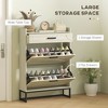 Munora Slim Shoe Organizer Cabinet with 2 Flip Drawers for 12 Pairs, Adjustable Shelves & Farmhouse Style, Distressed White - 4 of 4