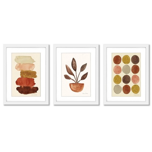 set Of 3) Organic Watercolor Pods By Pauline Stanley Black Framed Triptych  Wall Art Set 8 X 10 Americanflat - Americanflat : Target