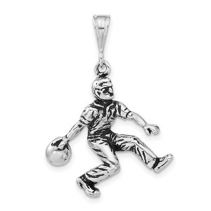 Black Bow Jewelry Sterling Silver Antiqued Bowler Pendant - 1 of 4