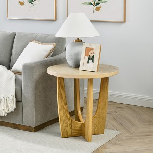 Round Coffee Table, Wooden Coffee Tables for Living Room Reception Room Bedroom (Oak Color) - 1 of 4