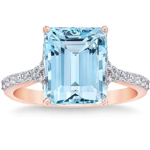 Pompeii3 Aquamarine (11x9mm) & Diamond 14k Rose Gold Ring - 1 of 4