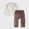 Baby Boys' Disney Winnie The Pooh 2pc Fleece Top and Corduroy Bottom Set - Brown/Gray - 2 of 4