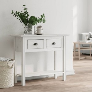 vidaXL Console Table BODO White 35.4 in.x13.6 in.x28.7 in. Solid Wood Pine - 1 of 4