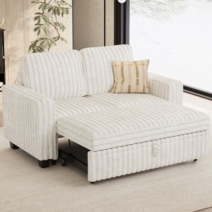 Belffin Corduroy Sectional Sleeper Sofa with Pull Out Bed Modular Sectional Loveseat Sofa Bed for Living Room - 1 of 4