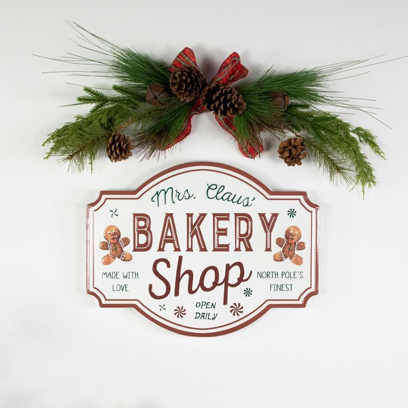 Northlight Gingerbread "Mrs. Claus' Bakery Shop" Metal Christmas Wall Sign - 18", 4 of 8