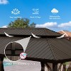 DOMETOUR 14x22FT Hardtop Gazebo, Galvanized Steel Roof, Aluminum Frame, Gutter System, Curtains & Netting, for Patio/Garden, Brown - 2 of 4