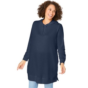 Woman Within Longer-Length Hoodie Sweatshirt. - 1 of 4