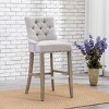 WestinTrends 24" Linen Fabric Tufted Buttons Upholstered Wingback Counter Stool - 2 of 4