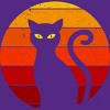 Women's Design By Humans Vintage Retro Sunset Halloween Black Cat I By lemonpepper Racerback Tank Top - 2 of 3