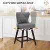 Arceso 26" Counter Height Swivel Bar Stools with Back, Faux Leather Upholstered Seat, Solid Wood Legs, Beige – Set for Kitchen Island or Home Bar - 2 of 4