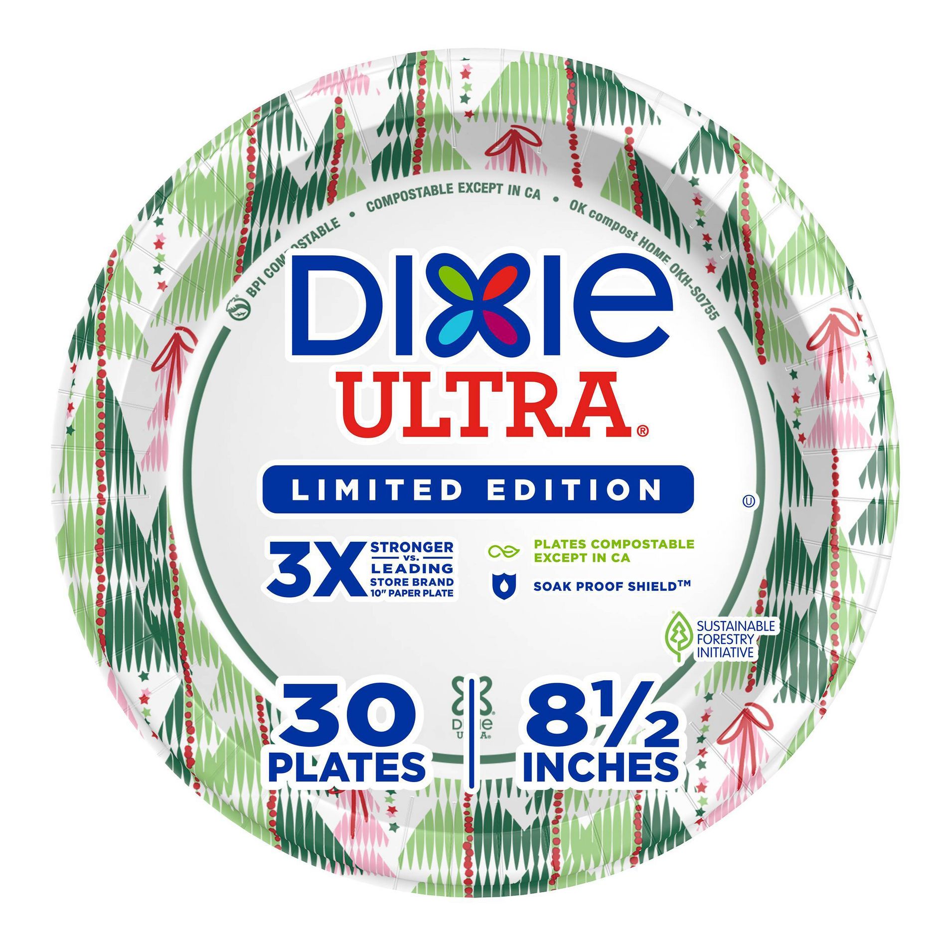 Dixie Ultra Holiday Disposable Plates 8.5" - 30ct
