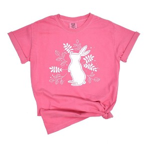 Simply Sage Market Women's Floral Bunny Short Sleeve Garment Dyed Tee - 1 of 3