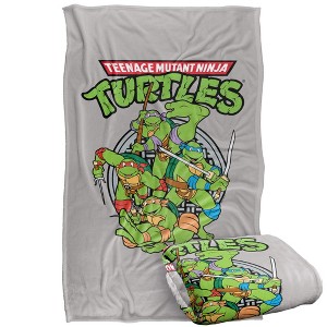 Kids' Teenage Mutant Ninja Turtles Group Silky Touch Blanket White 36X58 - 1 of 4