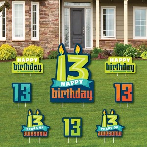 Big Dot of Happiness Boy 13th Birthday - Yard Sign and Outdoor Lawn Decorations - Official Teenager Birthday Party Yard Signs - Set of 8 - 1 of 4