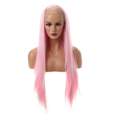 Unique Bargains Women's Long Straight Lace Front Wigs with Adjustable Wig Cap 24" 1 Pc