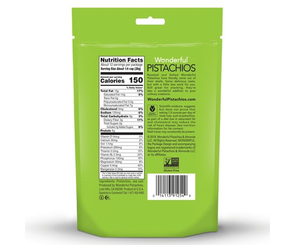 Wonderful Roasted & Salted No Shells Pistachios - 12oz