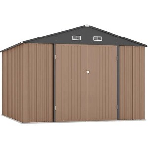 12x10 FT Outdoor Storage Shed with Lockable Door – Large Garden & Utility Shed with Updated Frame, Waterproof Design for Patio, Lawn, Poolside - 1 of 4