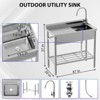TROPOW 47"x20"x37" Silver Stainless Steel Utility Sink ¨C Freestanding Single Bowl with Hot/Cold Pipes for Kitchen/Laundry/Commercial Use - 2 of 4