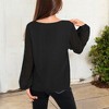 Anna-Kaci Women's Sheer Sleeve V-Neck Blouse with Delicate Dot Embroidery for Casual Looks - 2 of 3