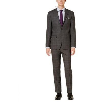 Calvin Klein Mens Tonal Plaid Formal Tuxedo