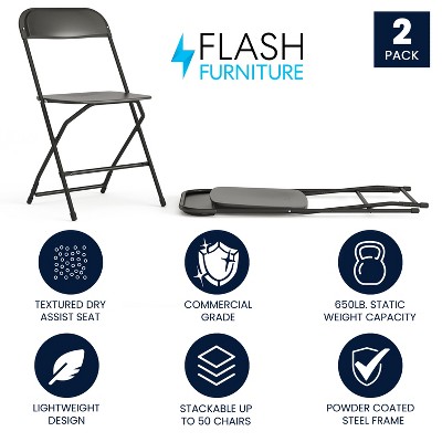 Hercules Series Black Steel Frame Folding Chair Set of 2