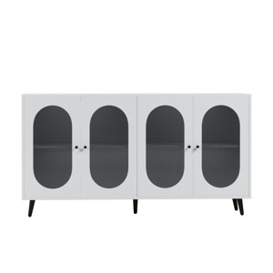 GlasFlength Kitchen Storage Accent Kitchen Cabinet Storage Cabinet Morden Sideboard Cabinet 4 Doors for Dining Room, White, 60"*15.6"*32.3" - 1 of 4