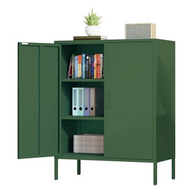 Rbied 31.5 in. W x 15.8 in. D x 40 in. H Metal File Cabinet Storage Cabinet with Adjustable Shelves for Homes, Offices and Coffee Bars