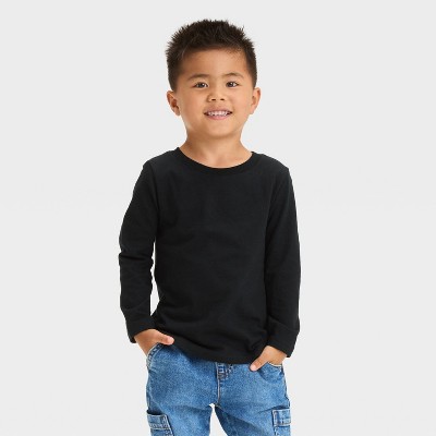 Image of Toddler Boys' Long Sleeve Solid T-Shirt - Cat & Jack™ Black 3T