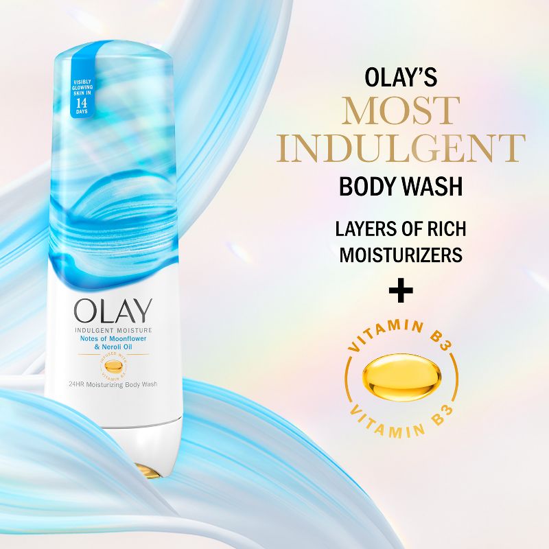 Olay Indulgent Moisture Body Wash Infused with Vitamin B3 - Notes of Moonflower and Neroli Oil - 20 fl oz, 4 of 12