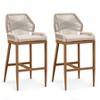 PURPLE LEAF Bar Stools Set of 2 Height Metal Bar Chairs with Back Modern Aluminum Tall Comfy Wicker Woven Boho Barstools Garden Pool Patio Outdoor - 3 of 4