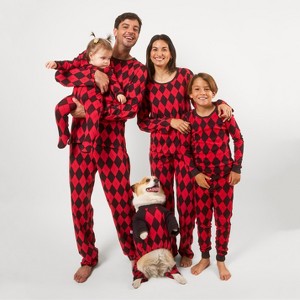 Leveret Matching Family Christmas Pajamas Black and Red Argyle - 1 of 4