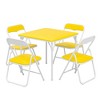 VECELO Modern Folding Table Small Square Table with PU Upholstered Tabletop & Metal Frame No Assembly Required - 2 of 4