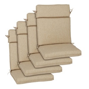 Aoodor Outdoor High Back Dining Chair Cushion Set, Water Proof & Stain Resistant Polyester Fabric Cover with Ties and Zipper, Set of 4 - 1 of 4