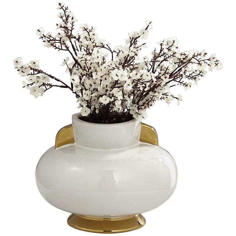 Studio 55D Sonata 10 1/2" Wide White Ceramic Vase with Handles, 5 of 9