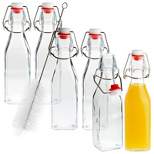 Juvale 6 Pack 8 oz Swing Top Glass Bottles with Stoppers and Cleaning Brush for Vanilla Extract, Limoncello