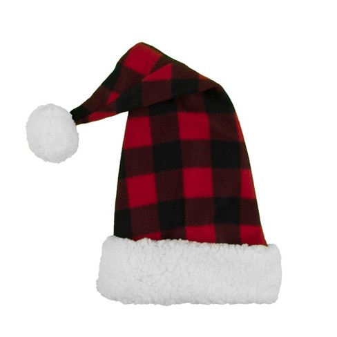 Long Nightcap Mens & Womens Elf Sleep Cap Sock Cap Red Christmas Plaid