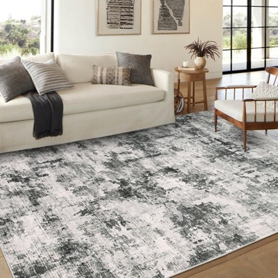 Soft Modern Abstract Low Pile Washable Area Rug Indoor with Non-Slip Backing