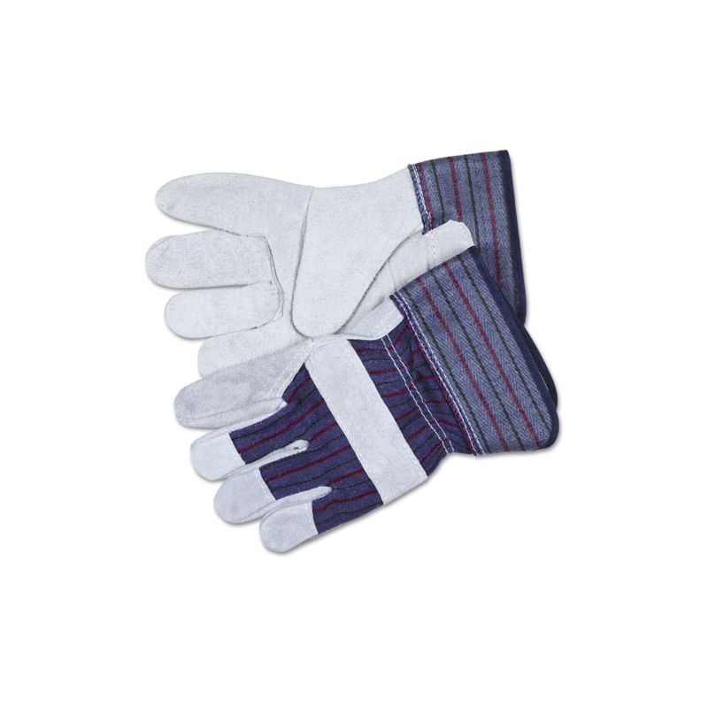 MCR Safety Split Leather Palm Gloves, Large, Gray, Pair, 1 of 2