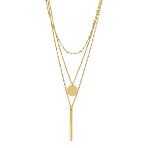 Adornia Tarnish Resistant 14k Gold Plated Layered Pendant Necklace Set - 1 of 2