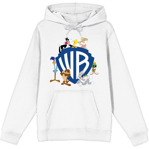 WB 100: Art Of The 100th Shield Logo Long Sleeve Women's White Hooded  Sweatshirt-Small