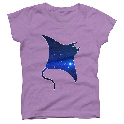 Girl's Design By Humans Space Manta Ray By Shrenk T-Shirt