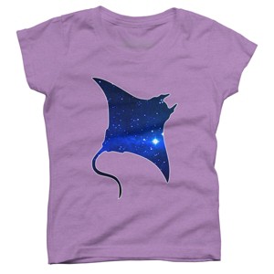 Girl's Design By Humans Space Manta Ray By Shrenk T-Shirt - 1 of 3
