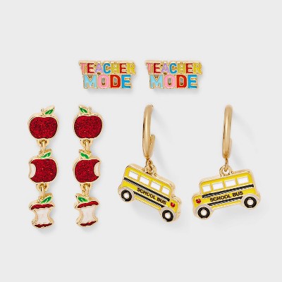 SUGARFIX by BaubleBar Teacher Mode Stud Earring Set 3pc - Gold
