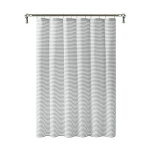 LunaLulinlk Black and White Dotted Stripe Fabric Shower Curtain - 1 of 4